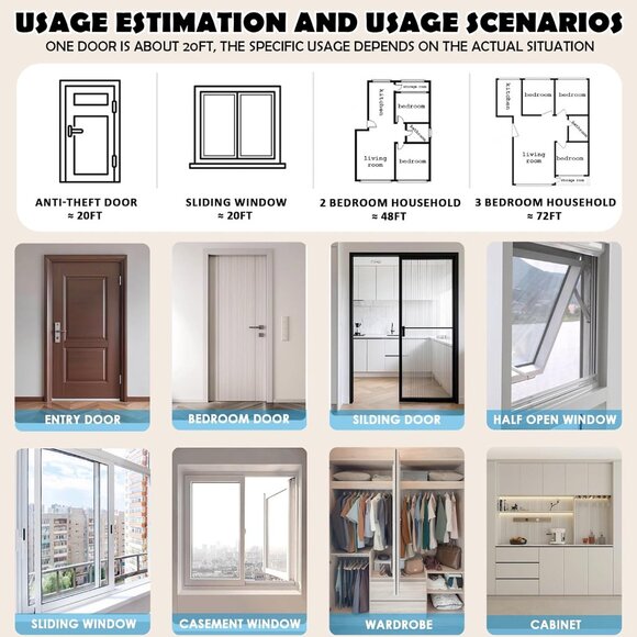 20FT Weather Stripping Door Seal - Self Adhesive Weather Insulation Strip Weathe - Picture 6 of 7
